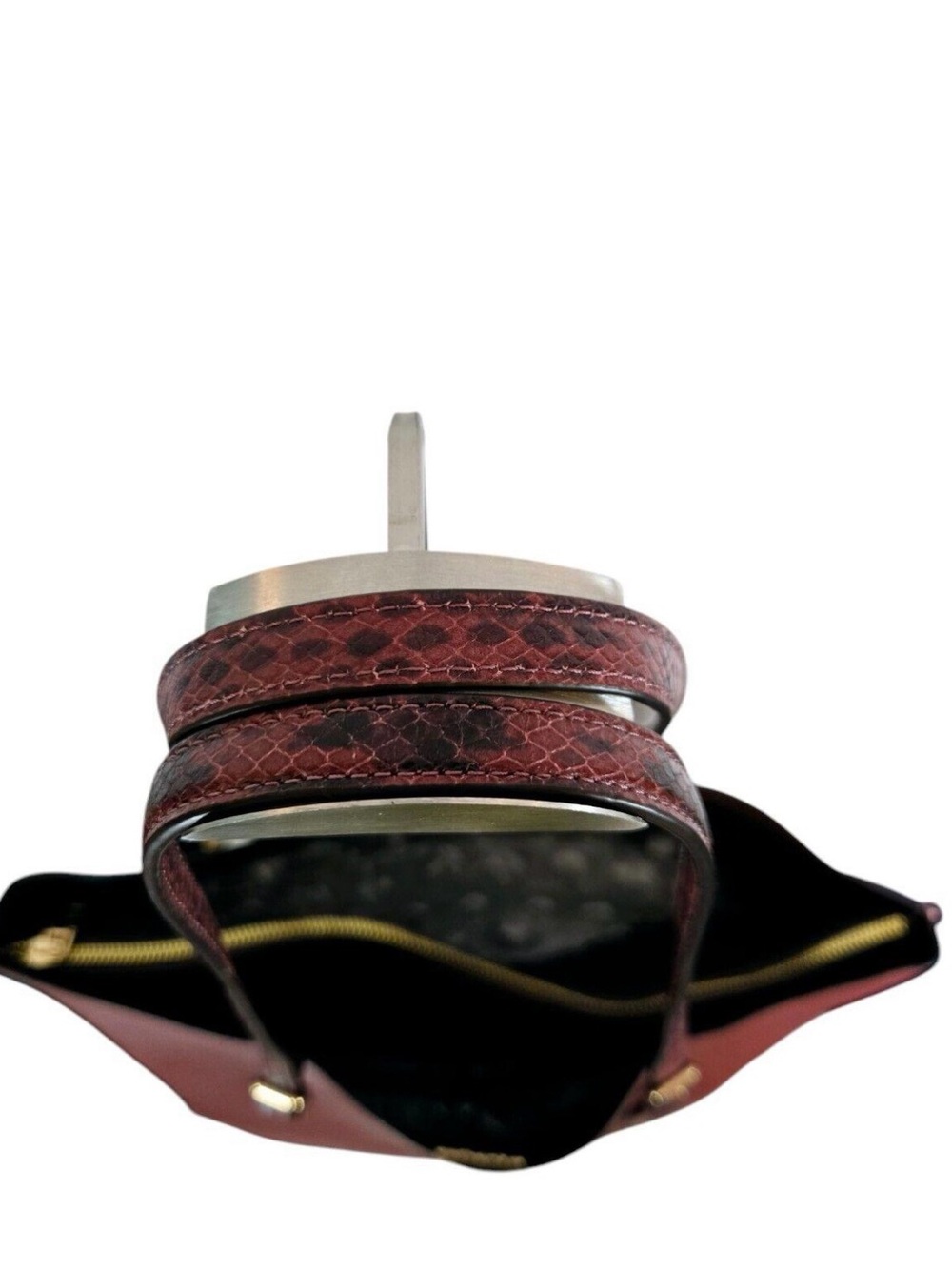 COACH Large Mollie Double Face & Snake Embossed Leather Tote Wine Red CC750 - Picture 6 of 6